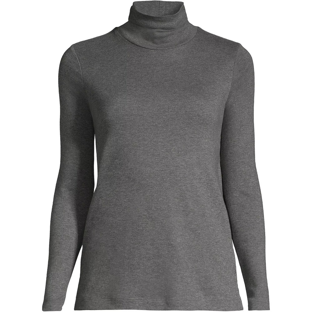 Lands End Womens Supima Cotton Turtleneck XL 18 Gray Layering Classic Soft